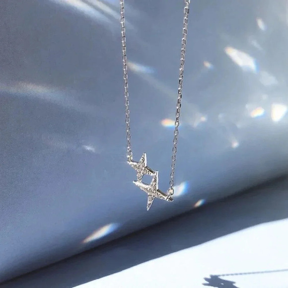 925 Sterling Silver Dainty Star Cross Necklace